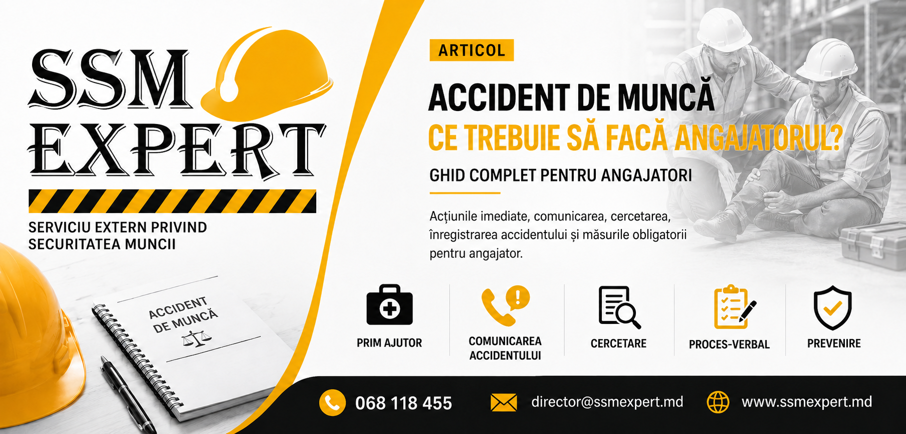 Accident de muncă în Republica Moldova: ce trebuie să facă angajatorul? Ghid complet privind comunicarea, cercetarea, sancțiunile și despăgubirile