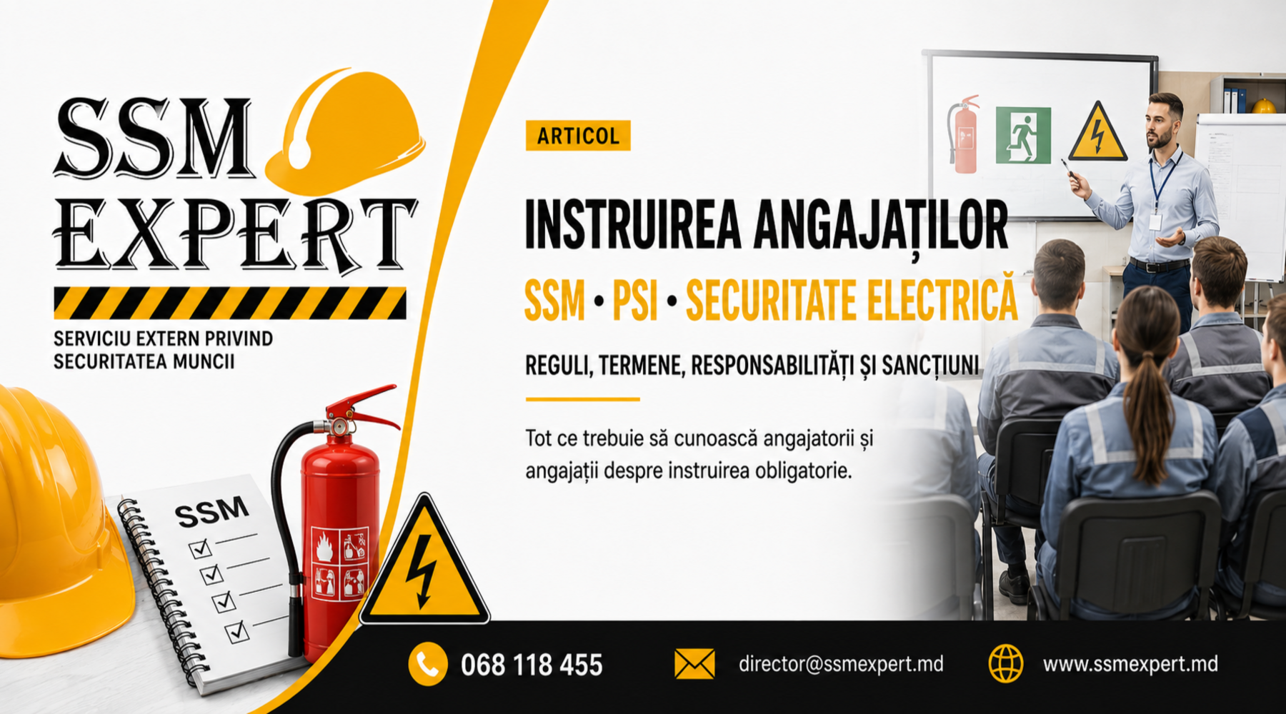 Instruirea angajaților în domeniul SSM, securității electrice și apărării împotriva incendiilor: reguli, termene, persoane responsabile și sancțiuni în Republica Moldova
